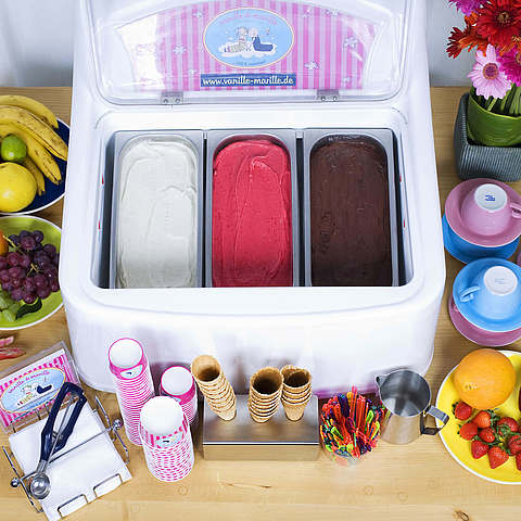 Eis-Catering: 3er-Tischvitrine Eis-Catering: 3er-Tischvitrine
